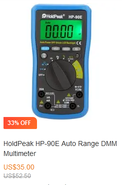 Multímetro DMM de rango automático HoldPeak HP-90E / Infografía vía Banggood 
