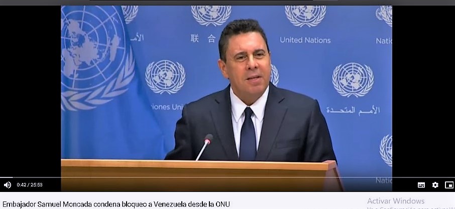 Samuel Moncada embajador de Vzla ante la ONU Foto: Captura de pantalla