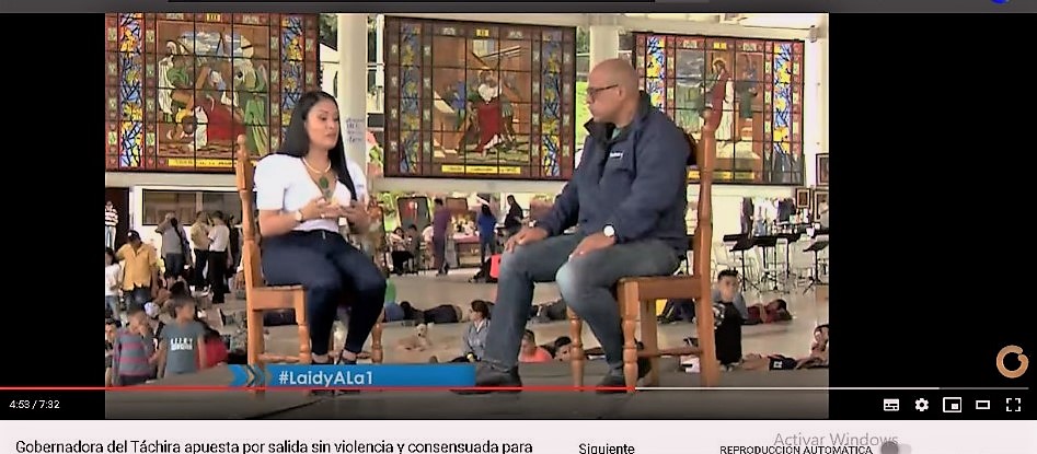 La gobernadora del estado Táchira Laidy Gómez en entrevista con Vladimir Villegas Foto: Captura de Pantalla víaGV