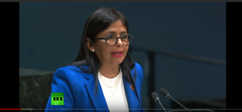 Vicepresidenta Rodríguez en la ONU El Tiar busca sembrar los pilares de una intervención armada de EE UU Foto: Captura de Pantalla
