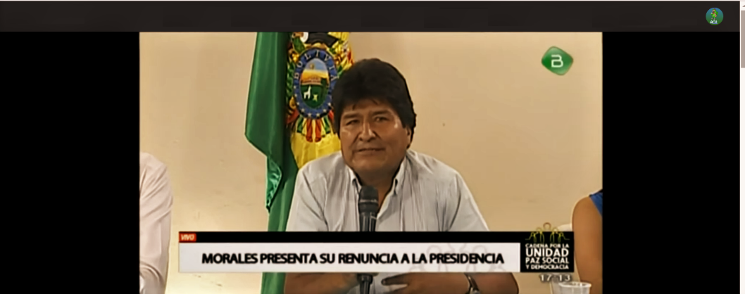 Renuncia el presidente boliviano Evo Morales Foto Captura de Pantalla