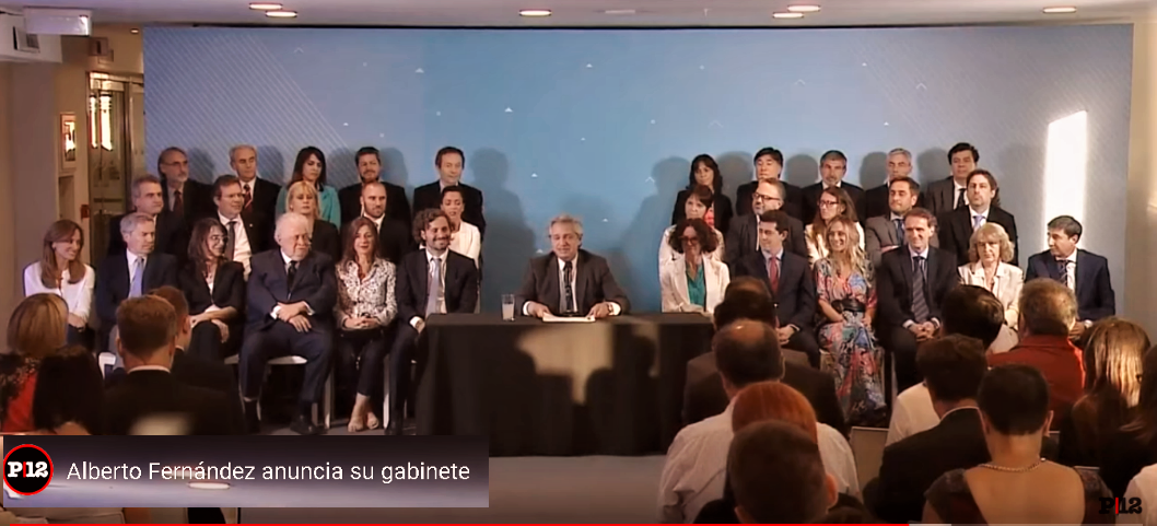 Pdte. Alberto Fernández presentó su gabinete Foto: Captura de Pantalla vía Página 12