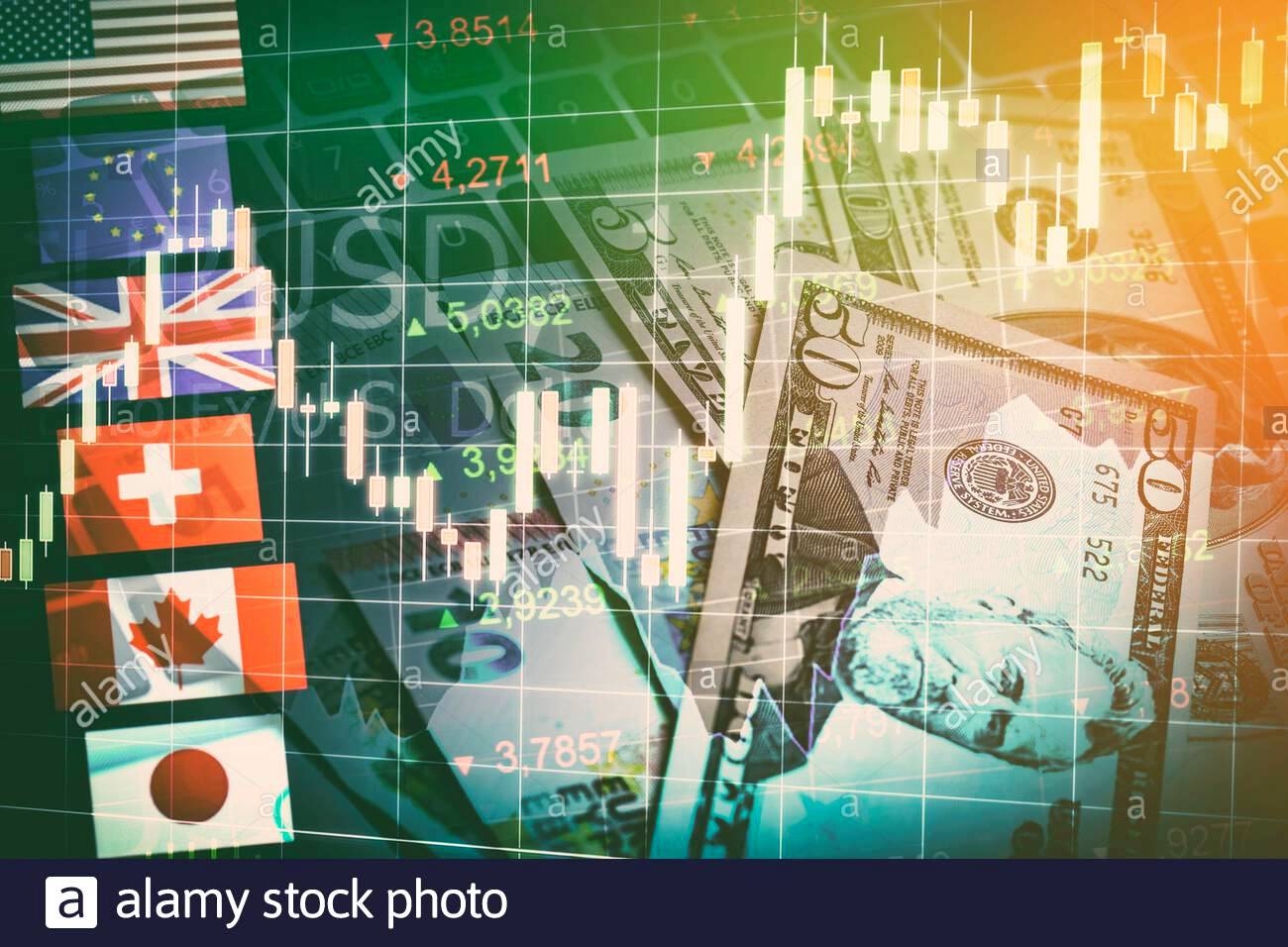 Indicadores cambiario currency trading Ilustración: c8alamycom
