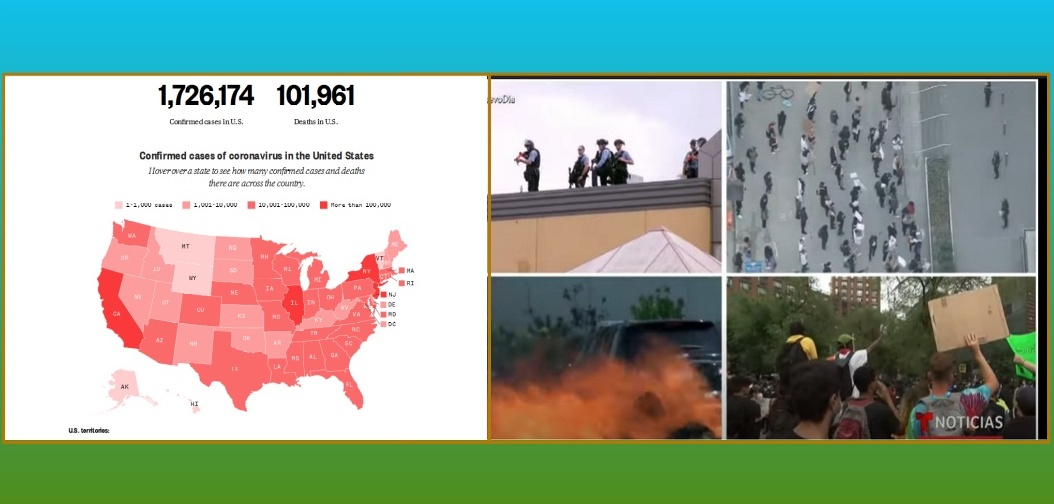 Estados Unidos sumido en medio de disturbios y alarmantes cifras de fallecidos y contagiados por Covid-19 / Foto: Captura de Pantalla vía Noticias Telemundo