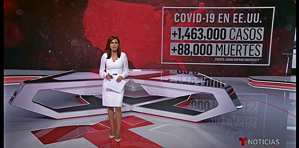 Reporte estadístico del Covid 19 en EEUU vía Noticias Telemundo