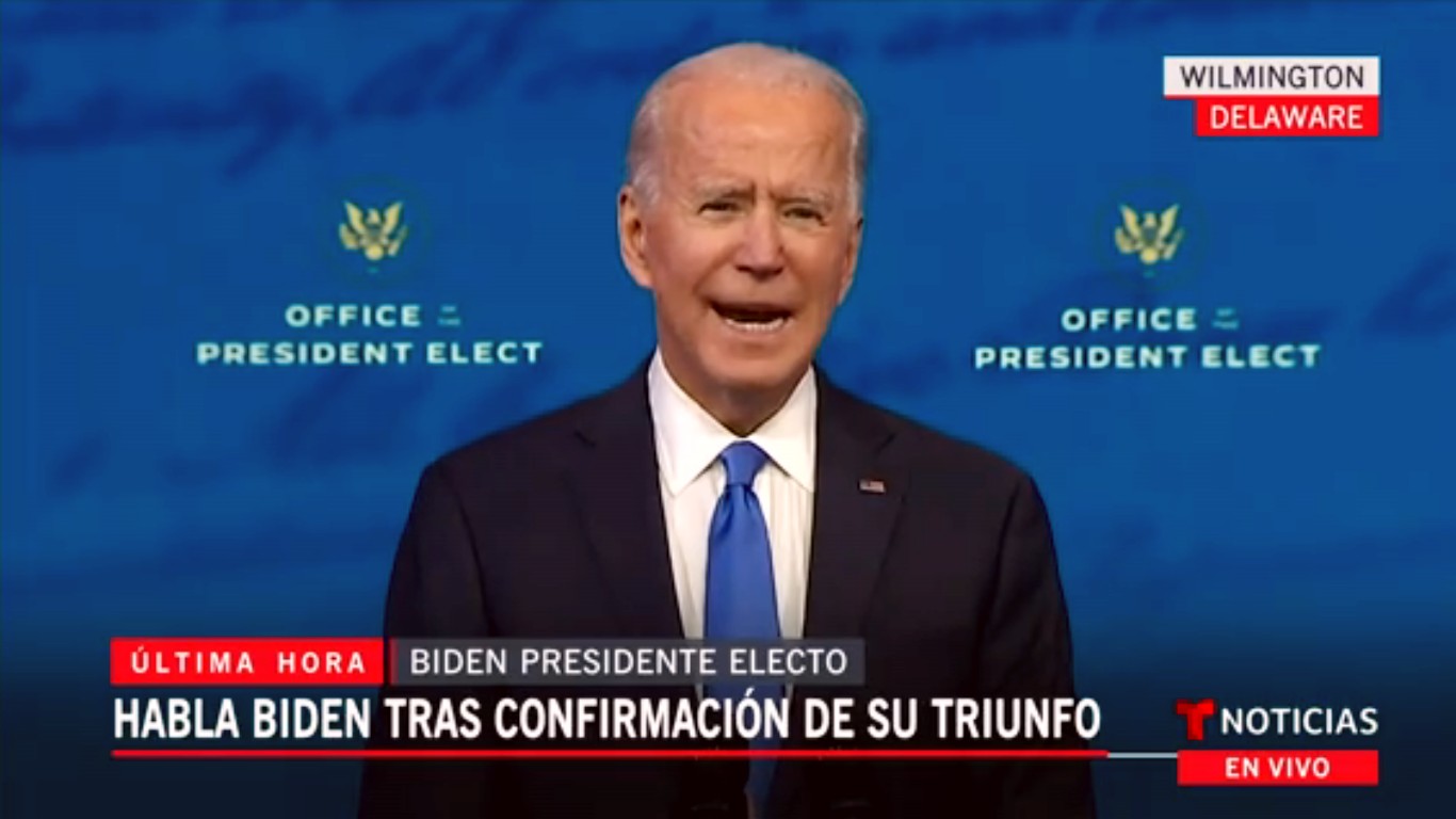 Biden habló luego de confirmada su victoria / Foto: Captura de Pantalla