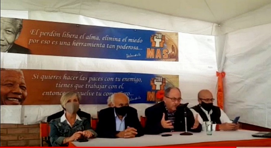 El secretario general del partido naranja, Felipe Mujica en rueda de prensa ofecida a los distintos medios de comunicación con motivo del 50 aniversario del MAS / Foto: Captura de Pantalla vía ElSiglo.com.ve