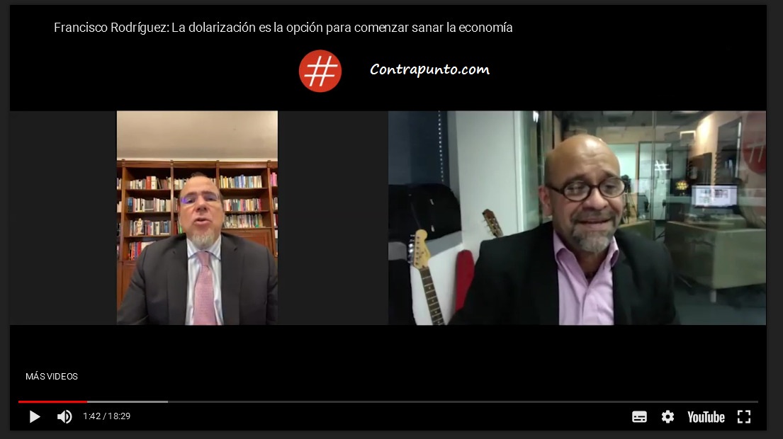 Rodríguez: Sin lugar a dudas Venezuela tiene que adoptar la dolarización formal / Foto: Captura de Pantalla